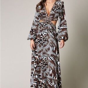 🐆 Leopard Print Cutout Maxi Dress |Boho Glam | Size Small 🐆